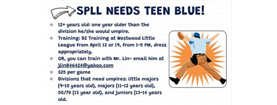 Teen Umpires Needed
